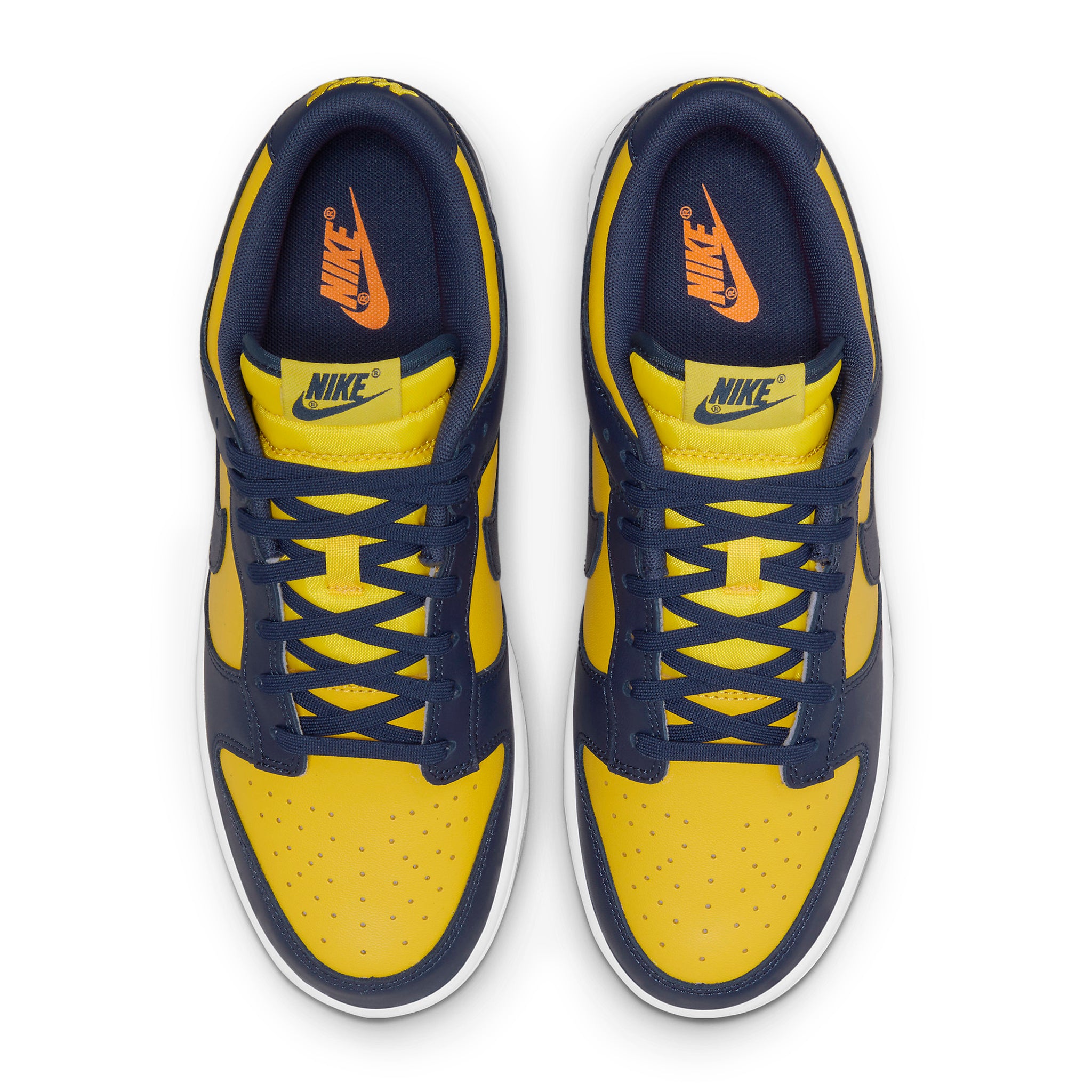 Top down view of Nike Dunk Low Michigan (2021) DD1391-700